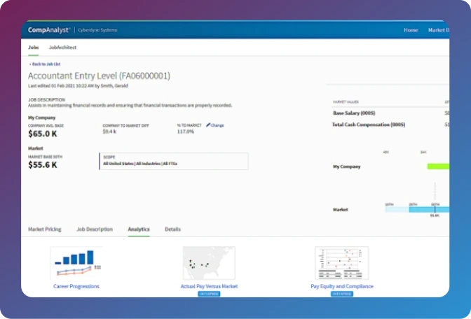 Assess internal and external pay with job details view